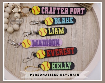 Softball Sport Lover Personalized Custom Keychain Bag Accessory