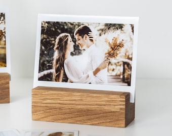 Wooden photo holder, XL, oak, Instax, photo stand, gift, photo bar, card stand, card holder, Polaroid, wedding, birthday