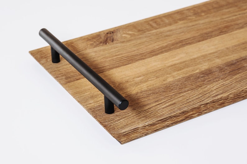 Tablett aus Holz, Holztablett aus Eichenholz, Serviertablett, Ablage Bild 2