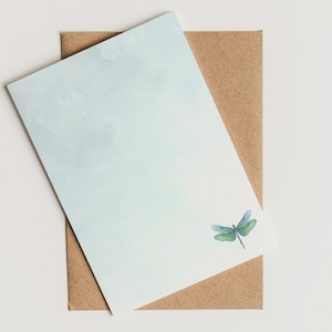 Briefpapier Set + passende Umschläge mit Libelle als Aufdruck. DIN A4, Geschenk, Liebesbrief, Brief, Druckerpapier, Briefbogen