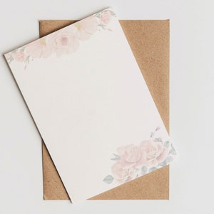 Briefpapier Set + passende Umschläge mit floralem Rosen Look. DIN A4, Geschenk, Liebesbrief, Brief, Druckerpapier, Briefbogen
