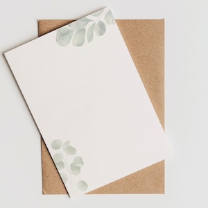 Briefpapier Set + passende Umschläge im Eukalyptus Design. DIN A4, Geschenk, Liebesbrief, Brief, Druckerpapier, Briefbogen