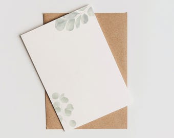 Briefpapier Set + passende Umschläge im Eukalyptus Design. DIN A4, Geschenk, Liebesbrief, Brief, Druckerpapier, Briefbogen