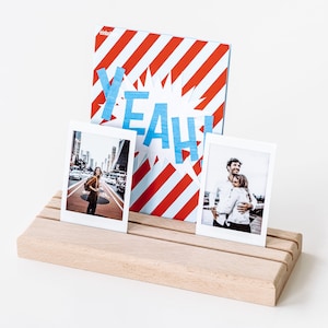 Wooden photo holder, engraving, beech, for several photos, Instax, photo stand, gift, photo bar, cards, card holder, wedding, birthday