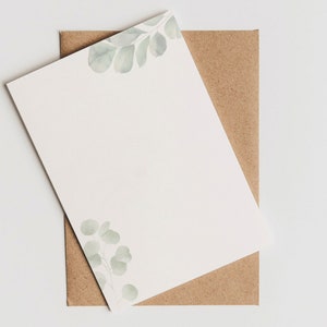 Briefpapier Set + passende Umschläge mit Eukalyptus Zweigen als Aufdruck. DIN A4, Geschenk, Liebesbrief, Brief, Druckerpapier, Briefbogen