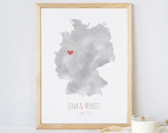 Liebeskarte - Zeigt wo Euer Herz schlägt, Foto, Geschenk, Hochzeit, Verlobung, Liebe, Hochzeitsgeschenk, Geburtstag, Gravur, personalisiert