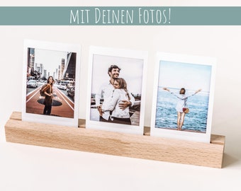 Fotohalter aus Holz, auf Wunsch mit Gravur, Buche, Polaroid, Fuji, Fotoständer, Foto, Fotoleiste, Bildständer, Kartenständer, Kartenhalter