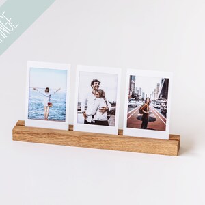 Wooden photo holder with engraving on request, 20 cm, personalized, photo stand, photo, photo bar, picture stand, card stand, photo gift + 3x Instax Foto