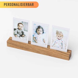Fotohalter aus Holz auf Wunsch mit Gravur, 20 cm, personalisiert, Fotoständer, Foto, Fotoleiste, Bildständer, Kartenständer, Fotogeschenk