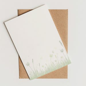 Briefpapier Set + passende Umschläge mit Wiese und Blumen Look. DIN A4, Geschenk, Liebesbrief, Brief, Druckerpapier, Briefbogen, Wildblumen