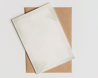Briefpapier Set + passende Umschläge im Palmen Look. DIN A4, Geschenk, Liebesbrief, Brief, Druckerpapier, Briefbogen