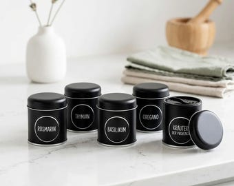 3x Gewürzdosen in matt schwarz, Gewürze, Küche, Streuer, Dosen, Kochen, Geschenk, Just Spices, Ankerkraut, Gewürzregal, Salz, Pfeffer