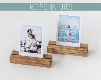 Wooden photo holder, 2 pieces, with engraving, polaroid, photo stand, photo, gift, photo bar, card stand, card holder, personalized