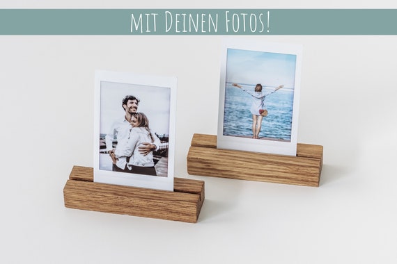 Wooden Photo Holder, 2 Pieces, With Engraving, Polaroid, Photo