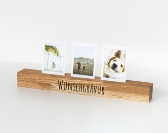 Wooden photo holder, XL, oak, Instax, photo stand, gift, photo bar, card stand, card holder, Polaroid, wedding, birthday