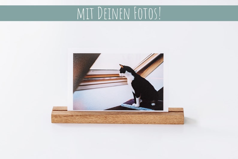 Wooden photo holder with engraving on request, 20 cm, personalized, photo stand, photo, photo bar, picture stand, card stand, photo gift image 3