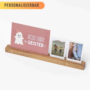 Fotohalter aus Holz, wilde Eiche, 30 cm, Gravur, personalisiert, Polaroid, Fotoständer, Fotoleiste, Kartenständer, Hochzeit, Fotogeschenk