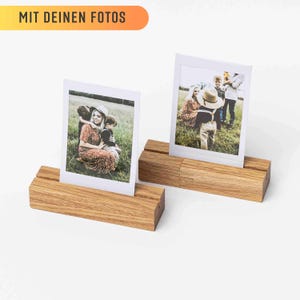 Fotohalter aus Holz, 2 Stk, mit Gravur, Polaroid, Fotoständer, Foto, Geschenk, Fotoleiste, Kartenständer, Kartenhalter, personalisiert