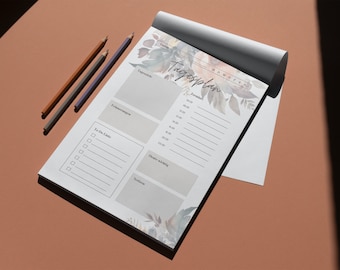 Daily planner pad, DIN A5, 50 sheets, monthly planner, planner, organizer, weekly planner, notepad, to-do list, home office, gift