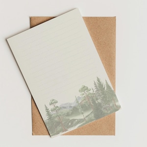Briefpapier Set + passende Umschläge im Wald & Berge Look. DIN A4, Geschenk, Liebesbrief, Brief, Druckerpapier, Briefbogen