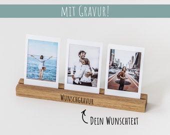 Fotohalter aus Holz, 20 cm, Gravur, personalisiert, Fotogeschenk, Fotoständer, Foto, Fotoleiste, Bildständer, Kartenständer, Polaroid