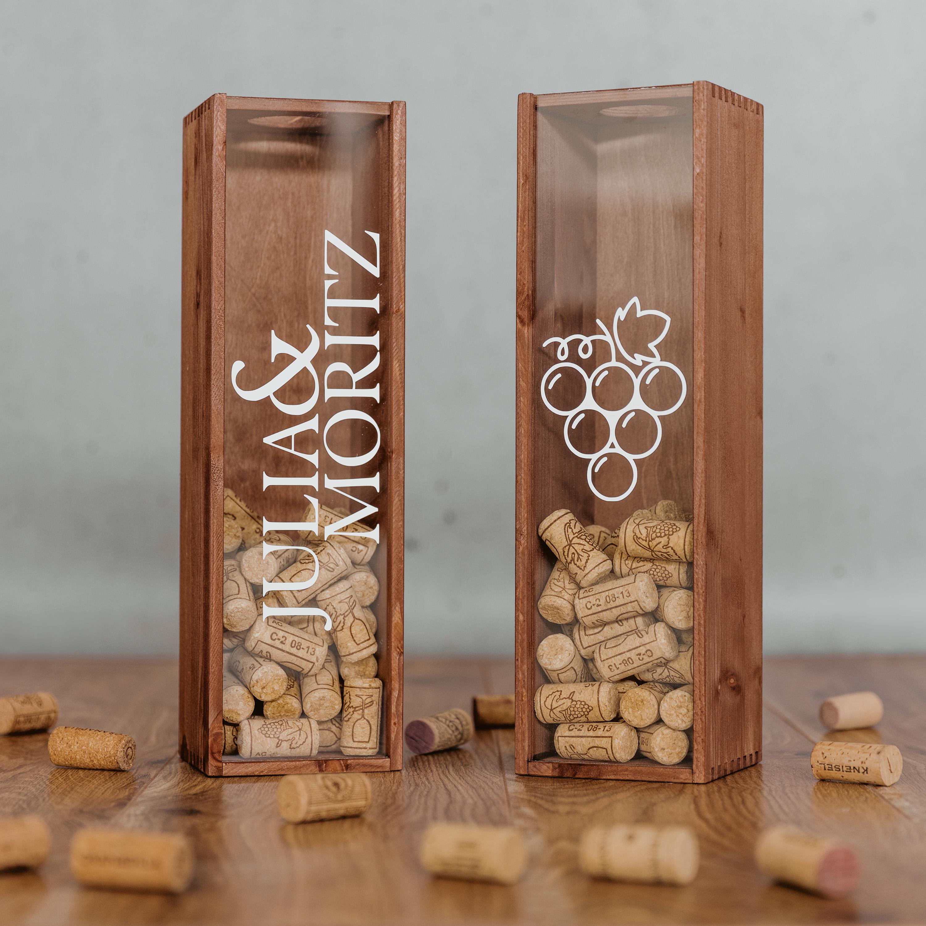 Personalized wine box to give away a wine bottle and collect wine corks,  cork collector box, gift, wooden box, birthday