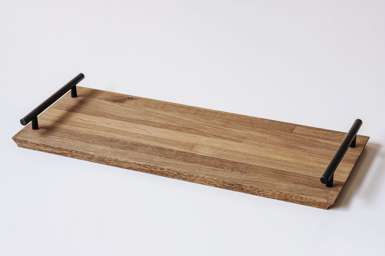 Tablett aus Holz, Holztablett aus Eichenholz, Serviertablett, Ablage Bild 1