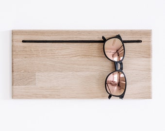 Brillenhalter aus Holz, 30cm Länge, Eiche, Buche, Sonnenbrille, Halter, Ständer, Brillenständer, Sonnenbrillenhalter, Gravur, personalisiert