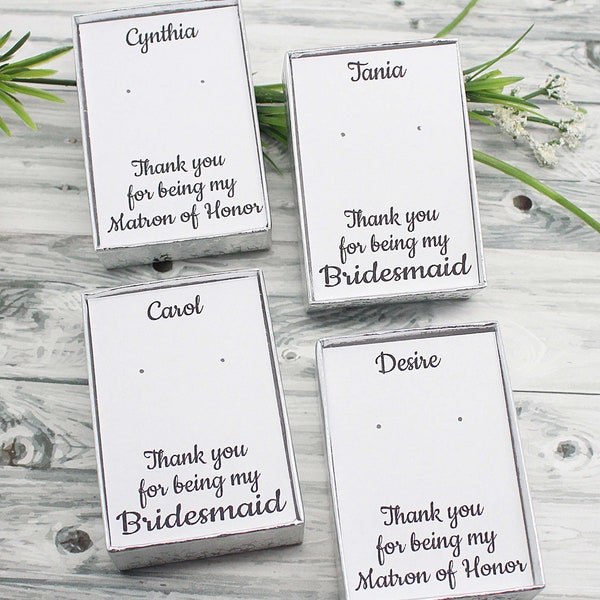 Thank you card and box,Thank you for my being bridesmaid gift,Bridesmaid proposal,Earring Card,Necklace Card,Tie the knot,Kraft jewelry box