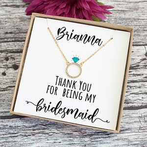Bridesmaid Thank You Necklace, Personalized Infinity Zirconia Pendant Gift Box