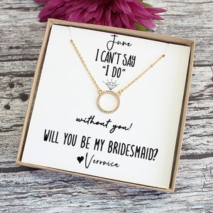 Bridesmaid Proposal, Will You Be My Bridesmaid Personalized Gift,I can't say I do without you,Crystal Pendant Necklace,I Can't tie the knot