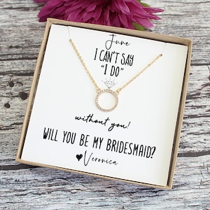 Bridesmaid Proposal Gift Idea, Maid of Honor Personalized Proposal Card, Circle Necklace for Matron of Hono, Will You Be My Bridesmaid