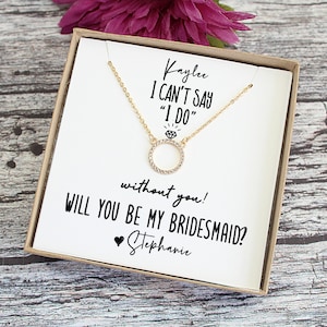 Circle Zirconia Bridesmaid Proposal Necklace, Personalized Gift