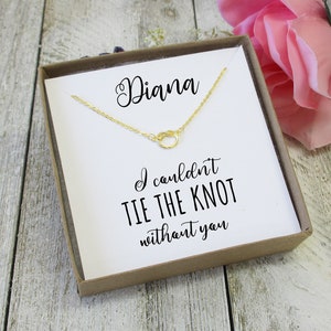 Bridesmaid proposal knot necklace,Personalized gift necklace for maid of honor,Minimalist tie the knot necklace,I couldn&#39;t tie the knot