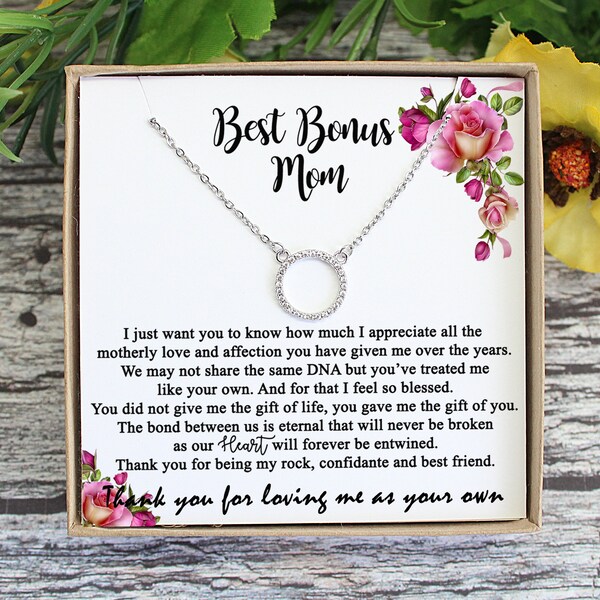 Mom gift, Best bonus mom necklace gift, Stepmom gift from stepdaughter, Personalized gift, Birthday gift for your mom