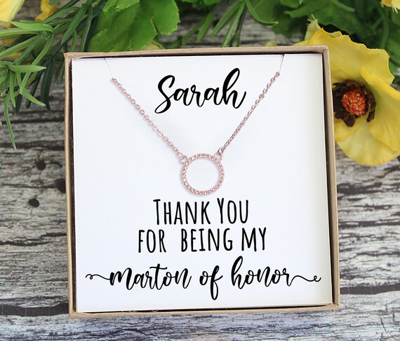 thumbnail image 2 of Maid Of Honor Thank You Necklace Custom Thank You Maid Of Honor Jewelry Personalized Maid Of Honor Thank You Gifts For Being My Maid Of Moh 2 of 10