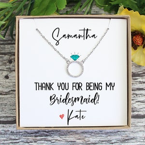 Bridesmaid Proposal Gift Box, Crystal Pendant Necklace, Personalized Card