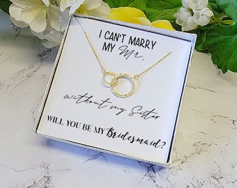 Bridesmaid Proposal Gift: Rhinestone Infinity Necklace for Sister