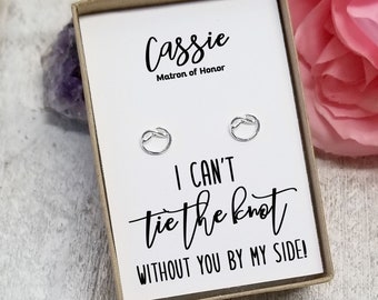 Minimalist Knot Earrings: Bridesmaid Proposal Gift, Maid of Honor Gift