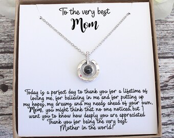 I Love You Mom Necklace: 100 Languages, Birthday Gift
