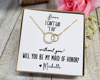 Bridesmaid proposal,Personalized bridesmaid gift box,I can't say I do without you,Maid of honor proposal necklace gift,Sterling Silver