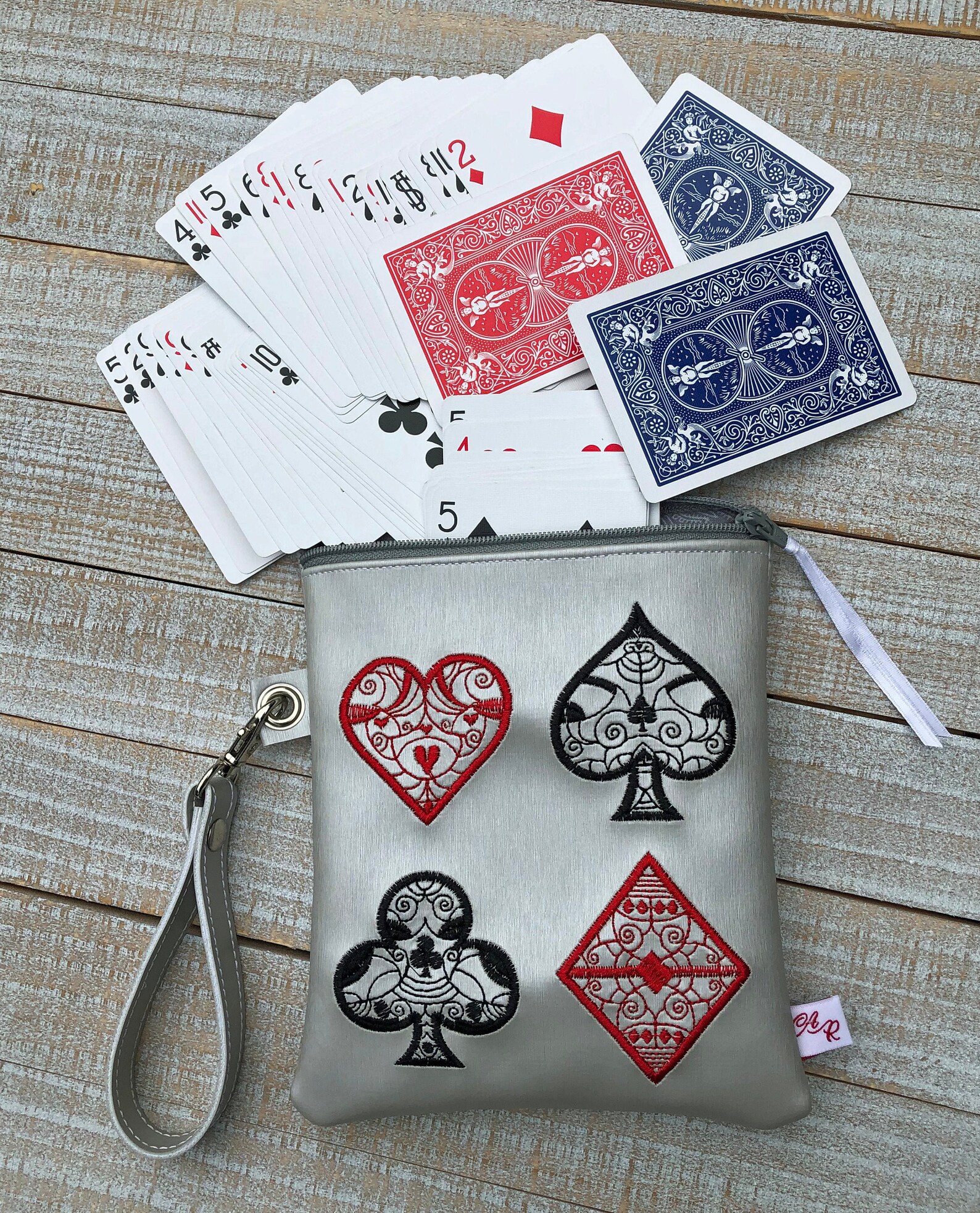 3 deck Playing Card Pouch vinyl with full lining and strap Etsy