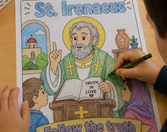 St. Irenaeus Coloring Page | Catholic Saint Printable | June 28 Feast Day Activity | Catholic Kids Worksheet | Religious Education