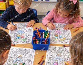 Holy Guardian Angels Coloring Page | October 2 Catholic Feast Day Printable | Guardian Angel Worksheet for Kids | Catholic Activity
