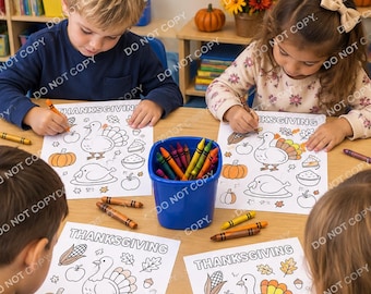 Thanksgiving Coloring Page for Kids | Turkey Pumpkin Fall Coloring Sheet | Thanksgiving Classroom Activity Printable