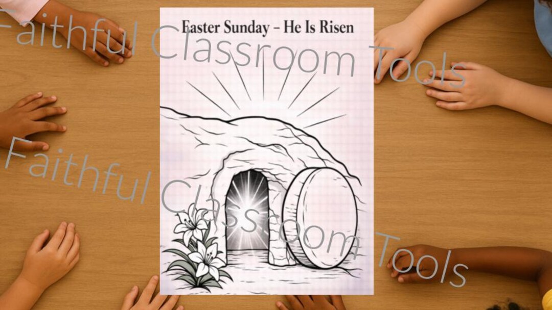 Easter Sunday Coloring Page | He is Risen | Catholic Easter Activity ...