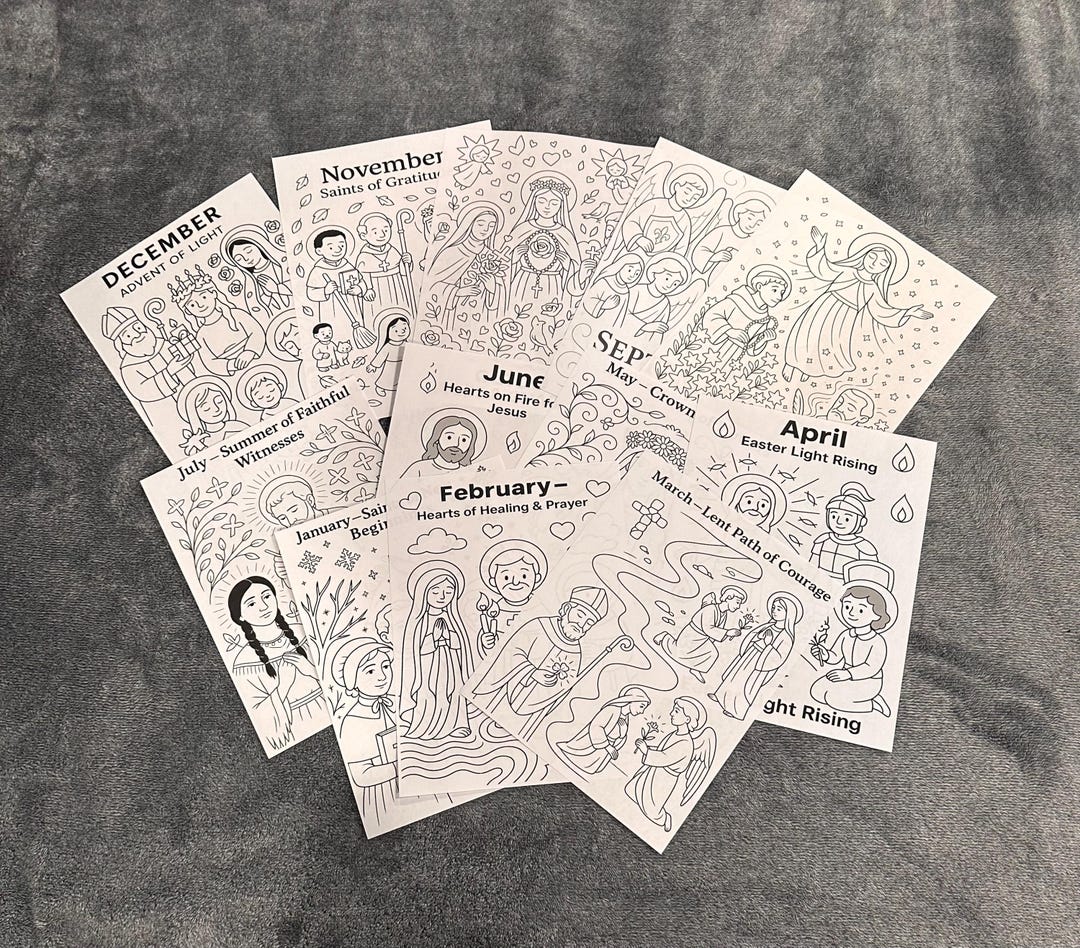 Catholic Saints Coloring Pages – 12 Month Bundle | Feast Day Activities ...