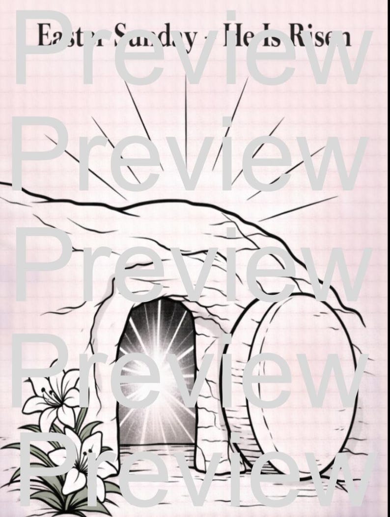 Easter Sunday Coloring Page | He is Risen | Catholic Easter Activity ...