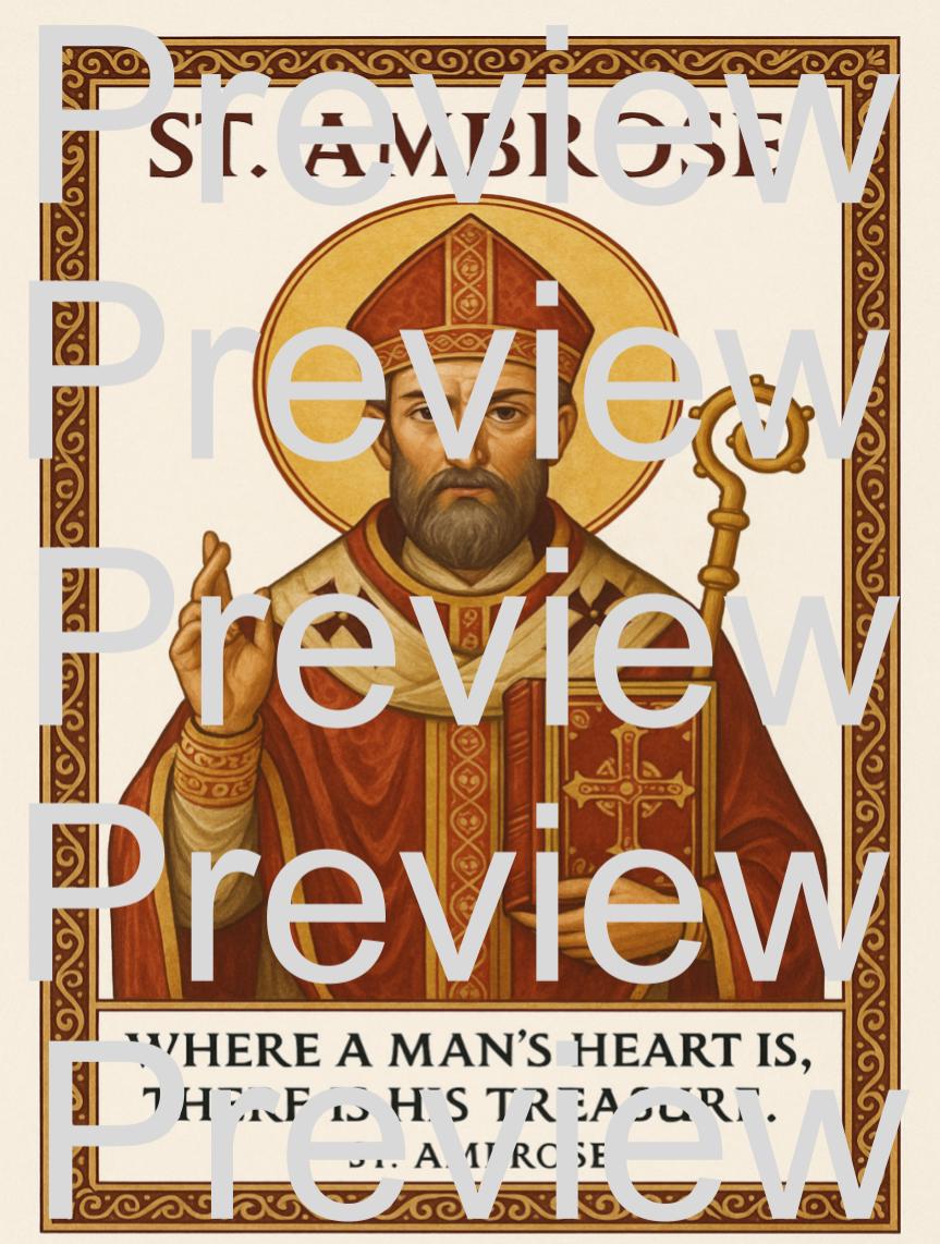 St. Ambrose Poster Catholic Saint Art Print Inspirational Quote Wall ...
