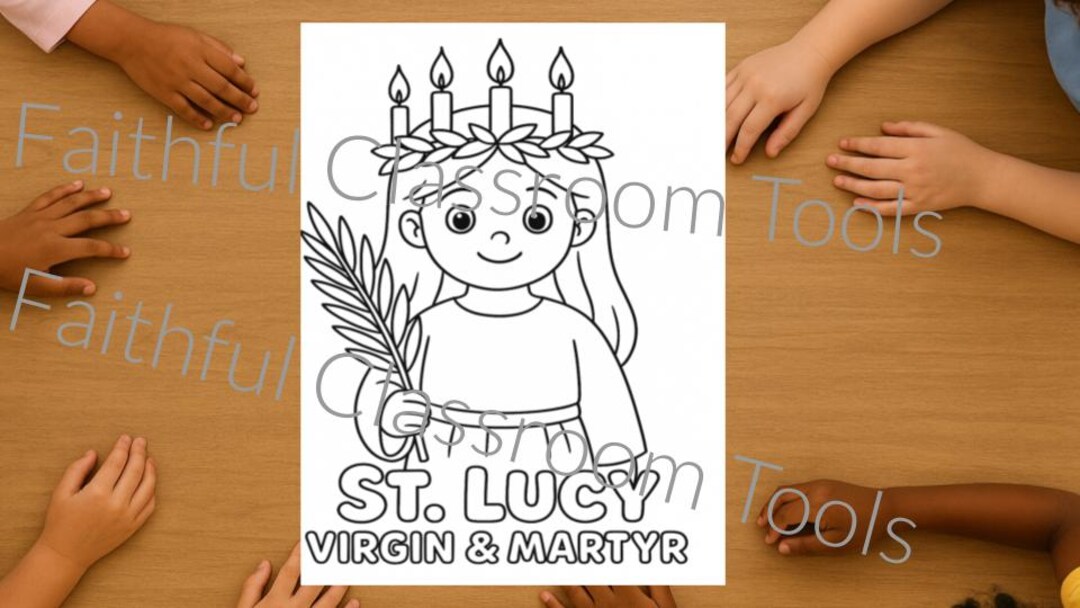 St. Lucy Coloring Page • Virgin Martyr Saint Printable • Catholic Feast ...